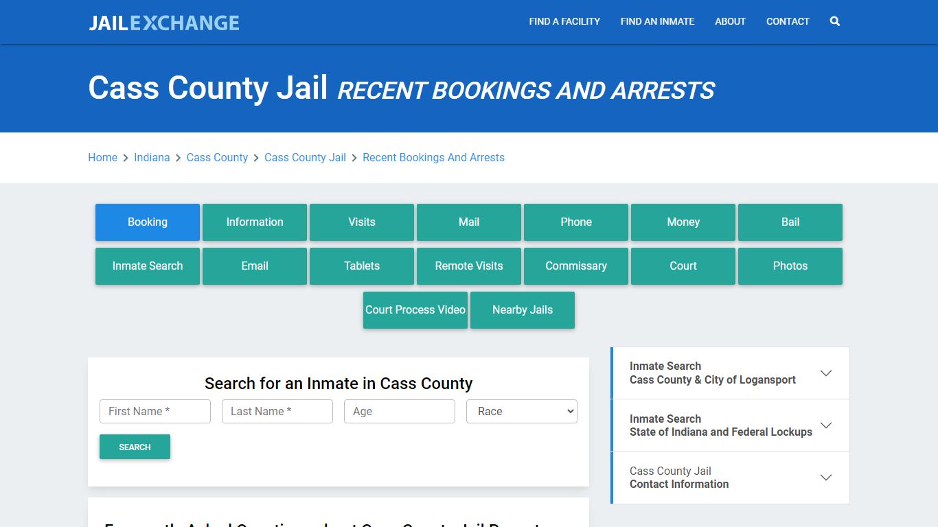 Cass County Jail Recent Bookings And Arrests - Jail Exchange