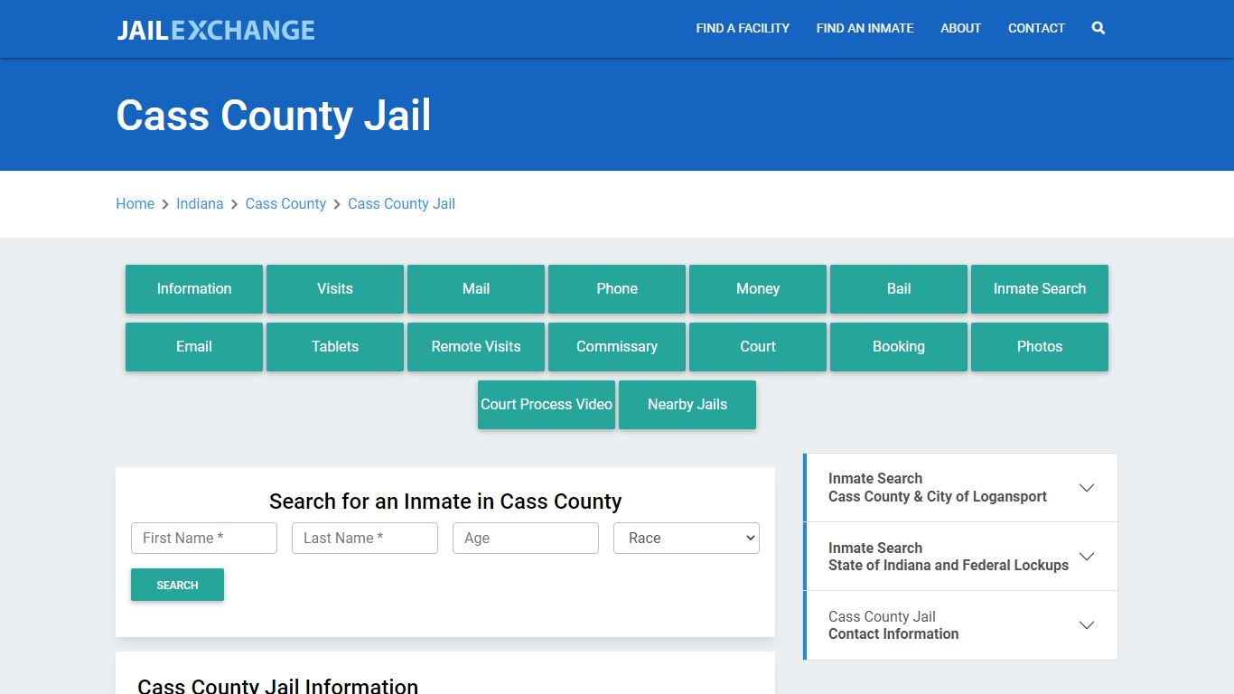 Cass County Jail Roster Lookup, IN, Inmate Search - Jail Exchange